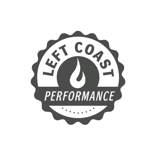 Left Coast Performance brand logo in gray. 